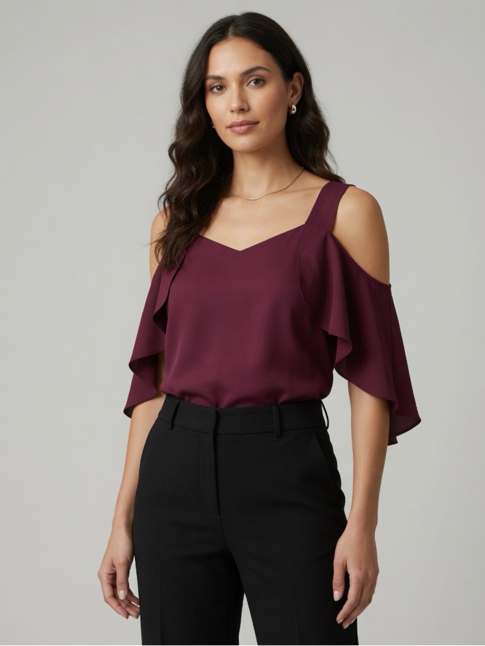 NWOT Sz S Cooper & Ella Burgundy Cold Tank Top Blouse